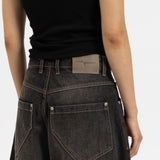BAGGY DENIM SHORTS - SMOKED EARTH
