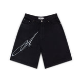OVERLINE BAGGY DENIM SHORTS - TRUE BLACK