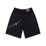 OVERLINE BAGGY DENIM SHORTS - TRUE BLACK