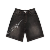 OVERLINE BAGGY DENIM SHORTS - SMOKED EARTH