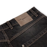 OVERLINE BAGGY DENIM SHORTS - SMOKED EARTH