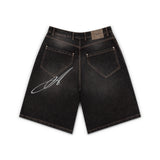 OVERLINE BAGGY DENIM SHORTS - SMOKED EARTH