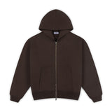 SIGNATURE ZIP-UP HOODIE - BROWN