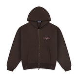 OVERLINE ZIP-UP HOODIE - BROWN