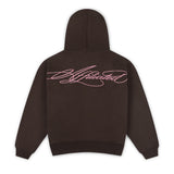 OVERLINE ZIP-UP HOODIE - BROWN