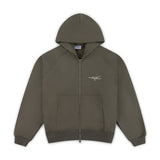 OVERLINE ZIP-UP HOODIE - OLIVE