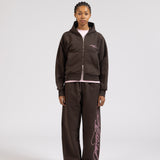OVERLINE ZIP-UP HOODIE - BROWN