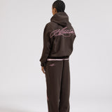 OVERLINE ZIP-UP HOODIE - BROWN