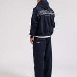 OVERLINE ZIP-UP HOODIE - NAVY