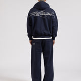OVERLINE ZIP-UP HOODIE - NAVY