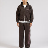 OVERLINE ZIP-UP HOODIE - BROWN