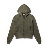 GA WAFFLE ZIP-UP HOODIE - DUST OLIVE
