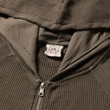 GA WAFFLE ZIP-UP HOODIE - OXIDE BROWN