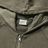 GA WAFFLE ZIP-UP HOODIE - DUST OLIVE