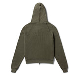GA WAFFLE ZIP-UP HOODIE - DUST OLIVE