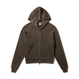 GA WAFFLE ZIP-UP HOODIE - OXIDE BROWN