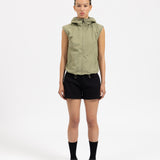 WOMENS CONTOUR HOODED VEST - SAGE