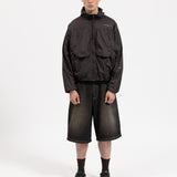 BAGGY DENIM SHORTS - SMOKED EARTH