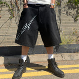 OVERLINE BAGGY DENIM SHORTS - TRUE BLACK