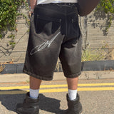 OVERLINE BAGGY DENIM SHORTS - SMOKED EARTH