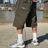 OVERLINE JOGGER SHORTS - OLIVE