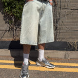 OVERLINE BAGGY DENIM SHORTS - SUN BLEACHED BLUE